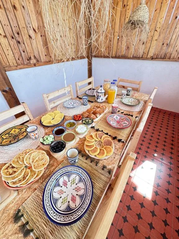 Moroccan rooftop breakfast in Tamraght
